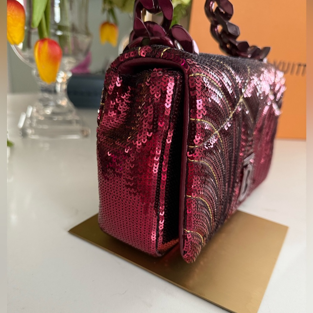 Burberry Lola Small Quilted Sequin Chain Shoulder Bag in Burgundy ~ EUC - Picture 7 of 14